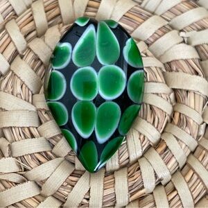 ☀️ Leaf Shaped Murano Glass Green Navy Blue Turtle Pendant Necklace